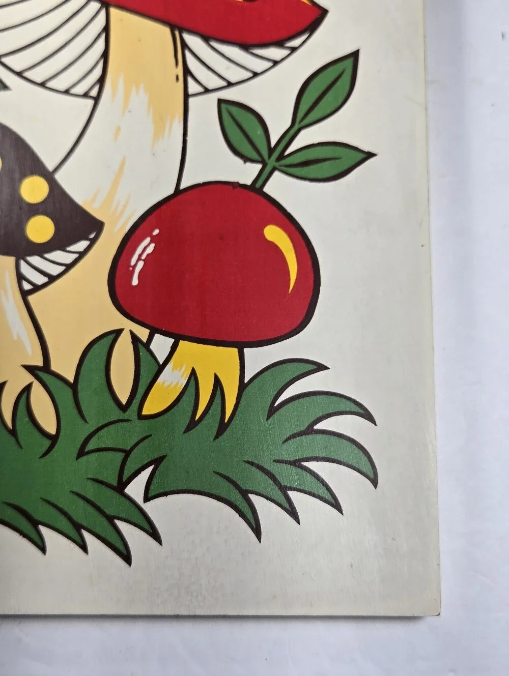 Vintage Merry Mushroom Cutting Block Chopping Board Trivet Decor 70's Retro